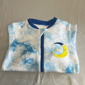 Tuffy Blue and White Baby Onesie with Moon Design